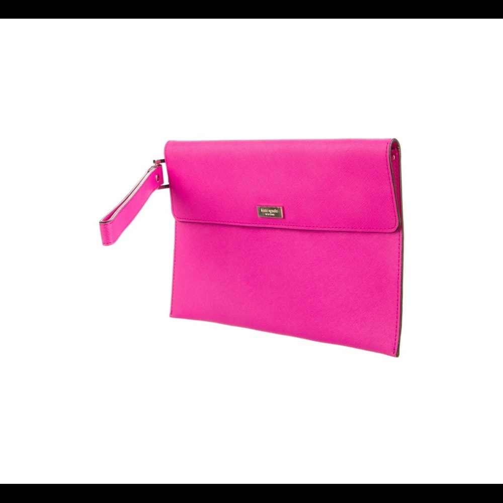 Kate Spade New York textured leather clutch in PINK.